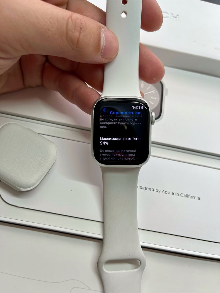 Apple Watch Series 8 41mm GPS 94% ІДЕАЛ епл вотч silver з коробкою
