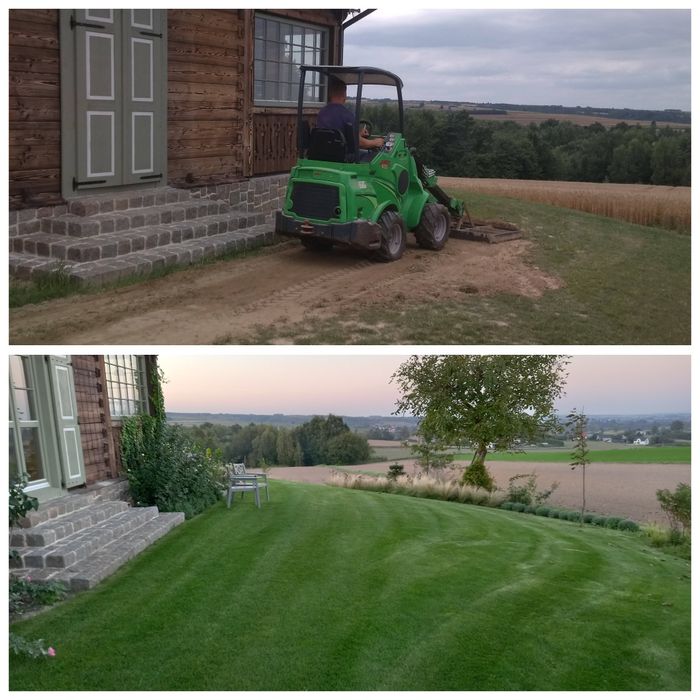 Prace ziemne miniładowarką niwelacja profilowanie plantowanie Avant