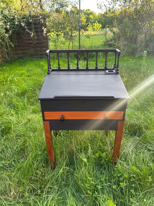 Drewniana komoda stary sekretarzyk czarny drewno tekowe Teak