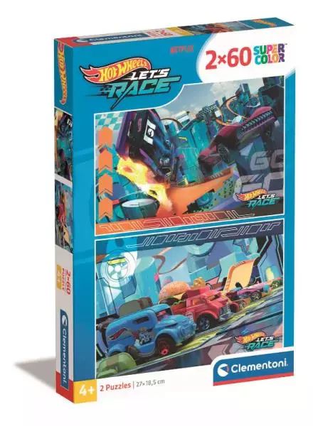 Puzzle 2x60 Super Kolor Hot Wheels. Clementoni
