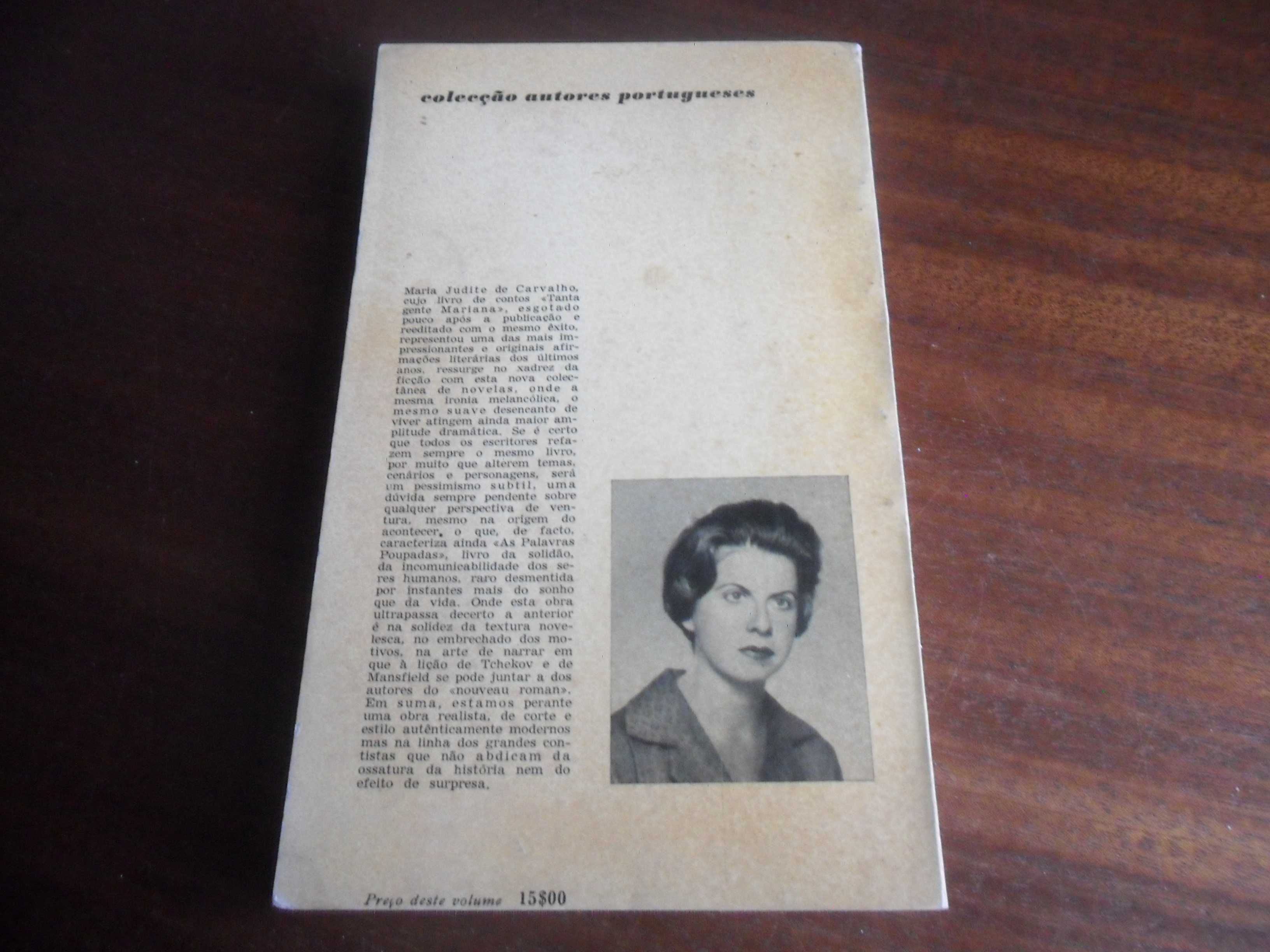 "As Palavras Poupadas" de Maria Judite de Carvalho - 1ª Edição de 1961
