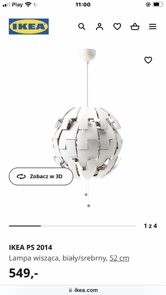 Żyrandol biały i srebrny Ikea kula Star Wars