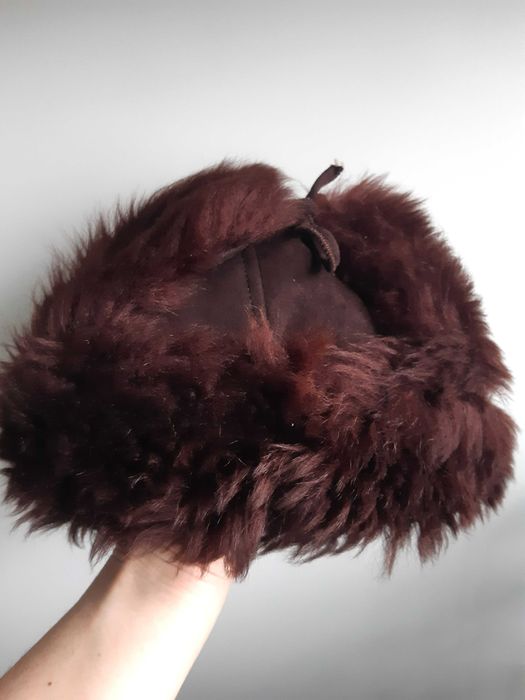 Czapka uszatka PRL skórzano-futrzana Żywieckie Zakłady Futrzarskie