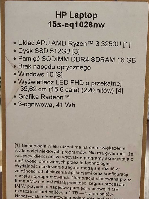 HP Laptop 15s-eq1028nw 512GB SSD, 16GB RAM, notebook