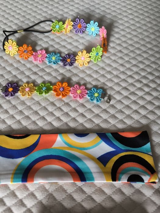 Strój przebranie hipisowski 60 70 damski rękawy nóg akcesoria hallowee