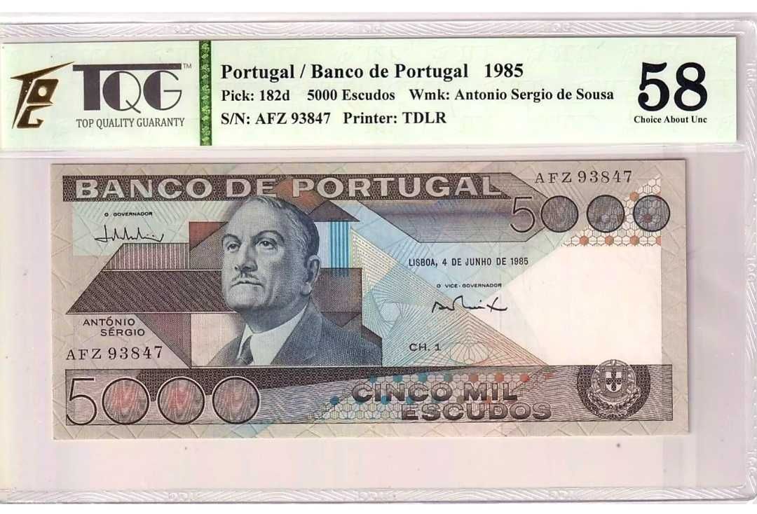 Nota Nova PMG - 5000 Escudos - 1985 Não Circulada