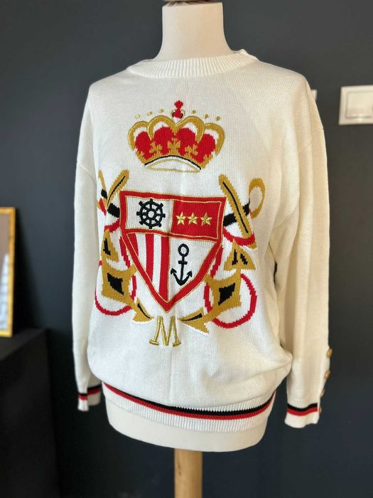 Mondi Escada sweter lata 80 lata 90 marynistyczny haftowany