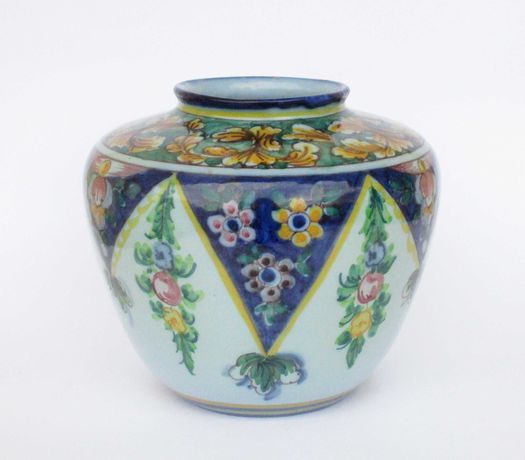Cachepot/floreira P.L Valado-Alcobaça em cerâmica pintado à mão