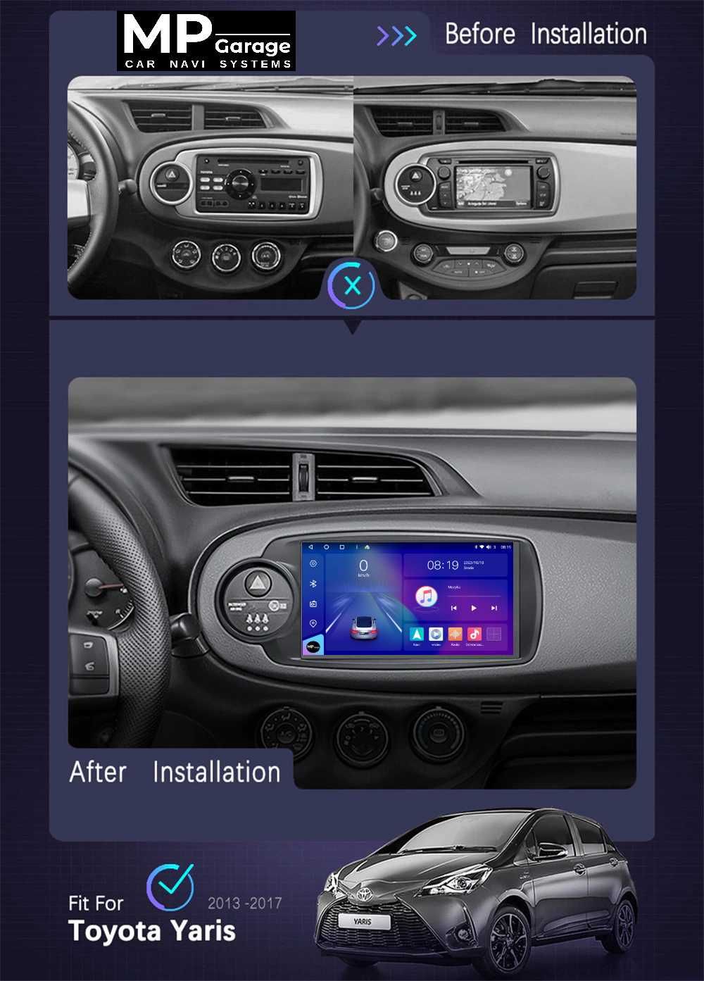 TOYOTA YARIS Radio Android Qled 4G CarPlay/AA LTE Montaż