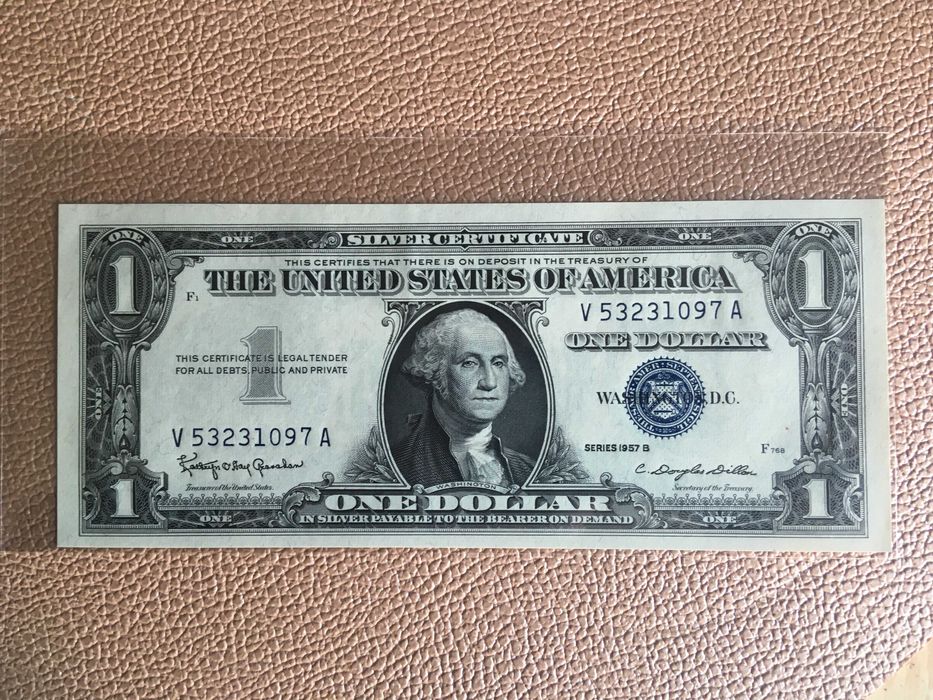 1 dolar 1957 rok (B) - "SILVER CERTIFICATE" - stan UNC - #3