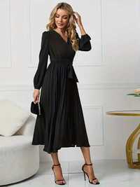 Sukienka czarna plisowana elegancka S/M