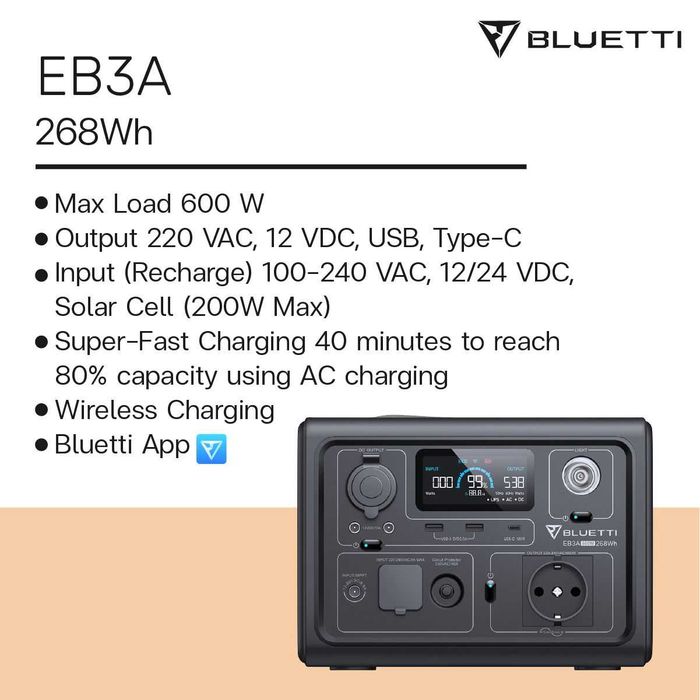 Bluetti eb3a станція, наша розетка