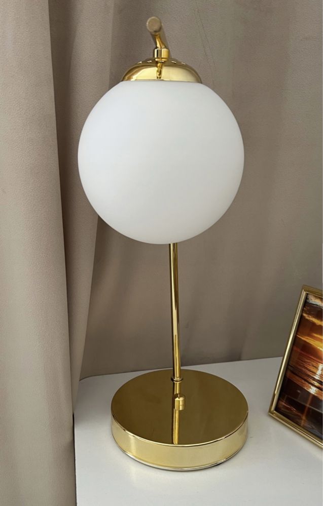 Lampa x2 złota klosz kula biała zara home