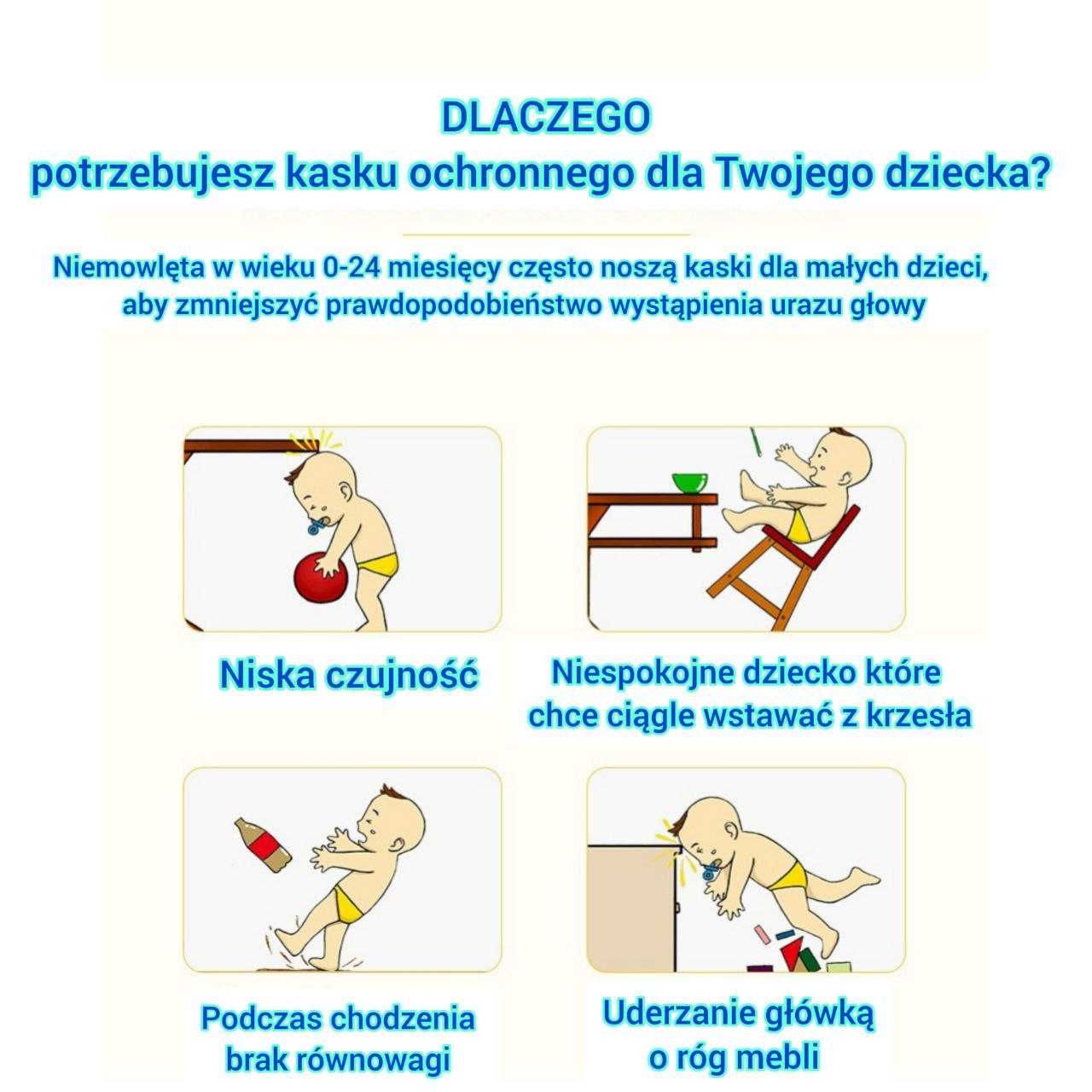 Kask OCHRONNY na główkę do nauki chodzenia raczkowania zabawy NOWY