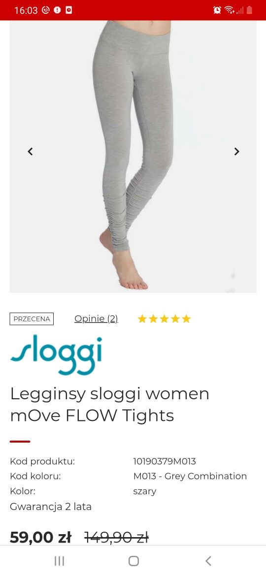 Sloggi Move nowe getry legginsy roz L sportowe, wygodne