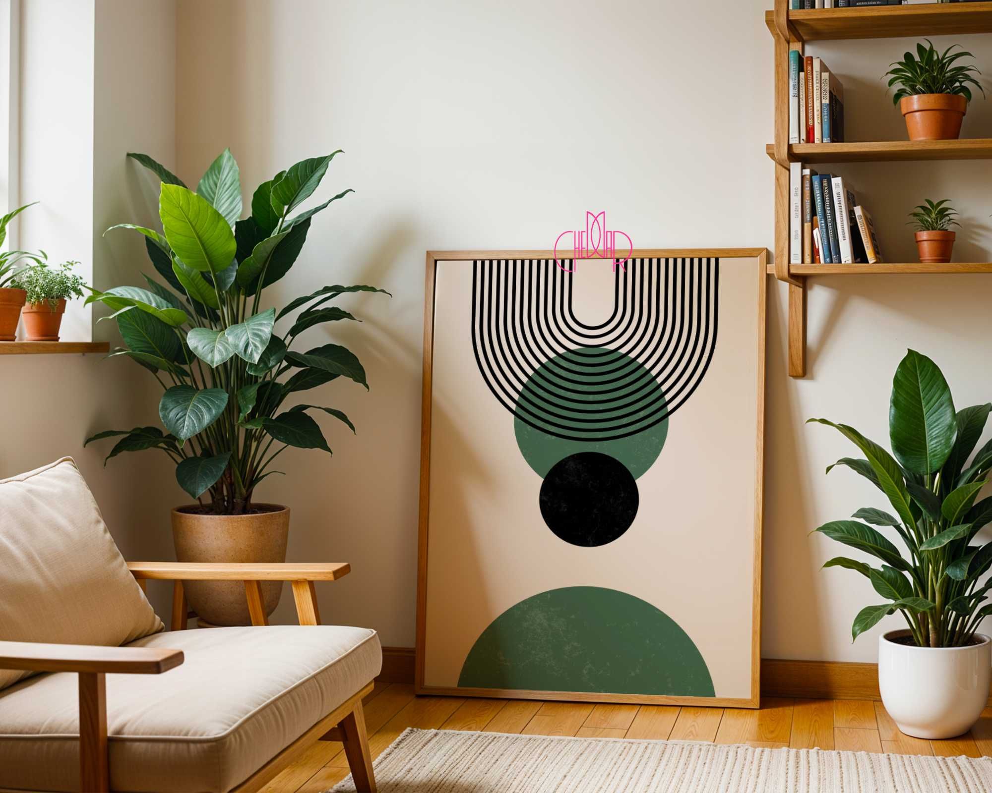 Plakat linie i kropki, Boho, Abstrakcja, zestaw