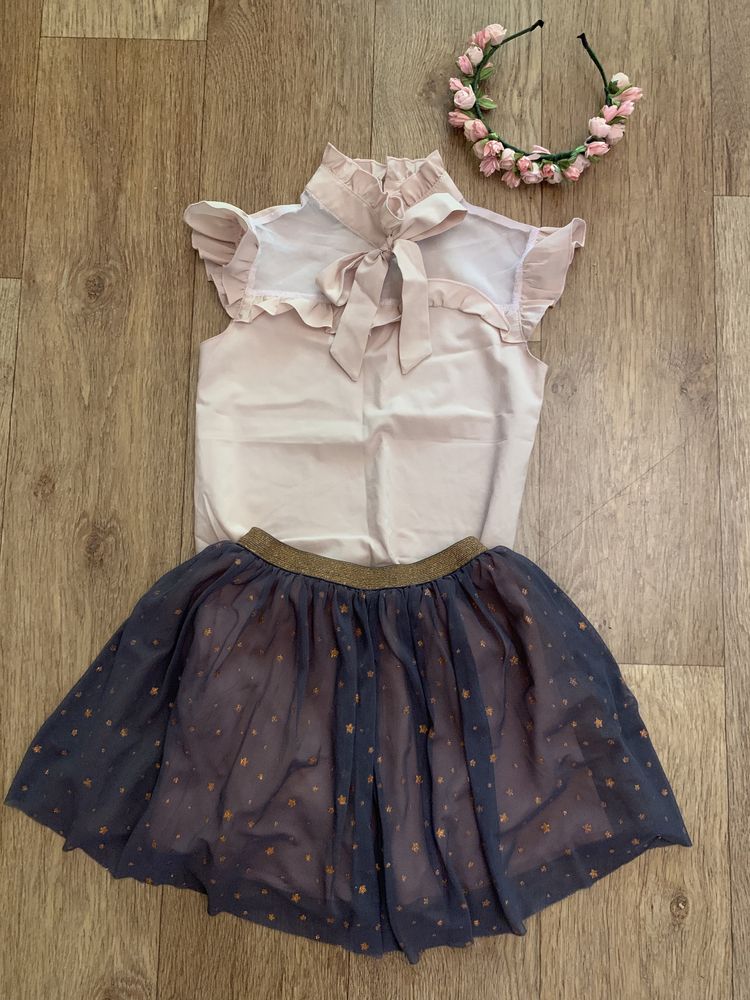 Блузка,спідничка,нарядная блузка для девочки 128 см, шкільна форма