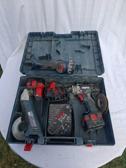 Zestaw  4 szt Bosch wkrętarka 14.4 GSR szlifierka GWS strug  latarka