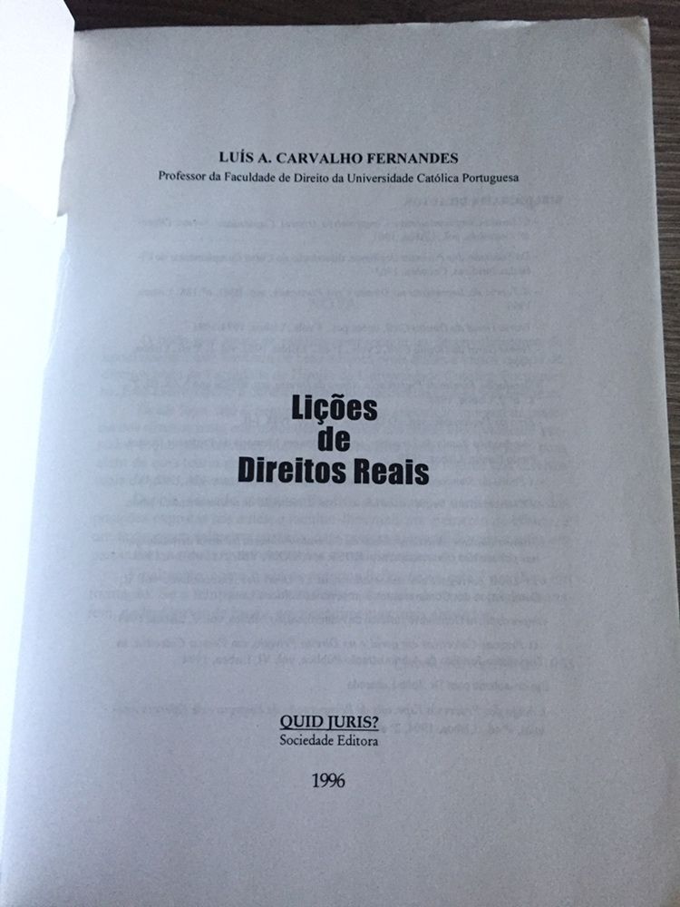 Lições de Direitos Reais - Prof. Dr. Luis Carvalho Fernandes