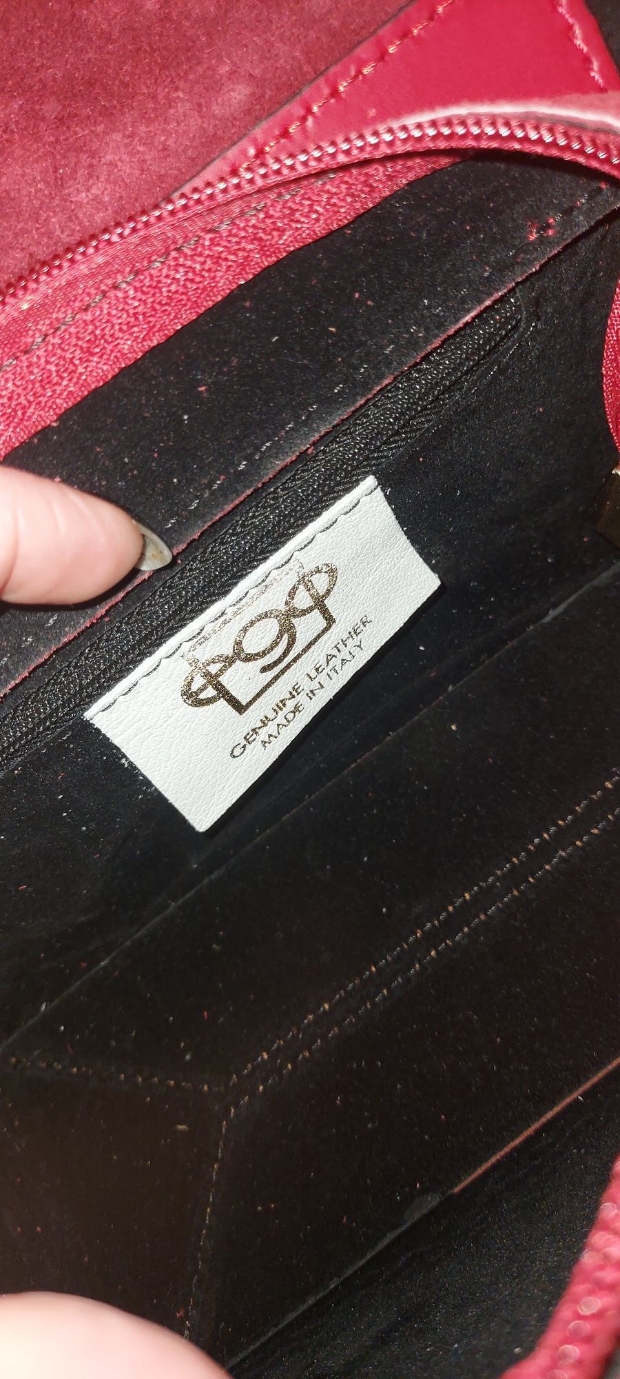 Czerwona ego torebka boho skóra