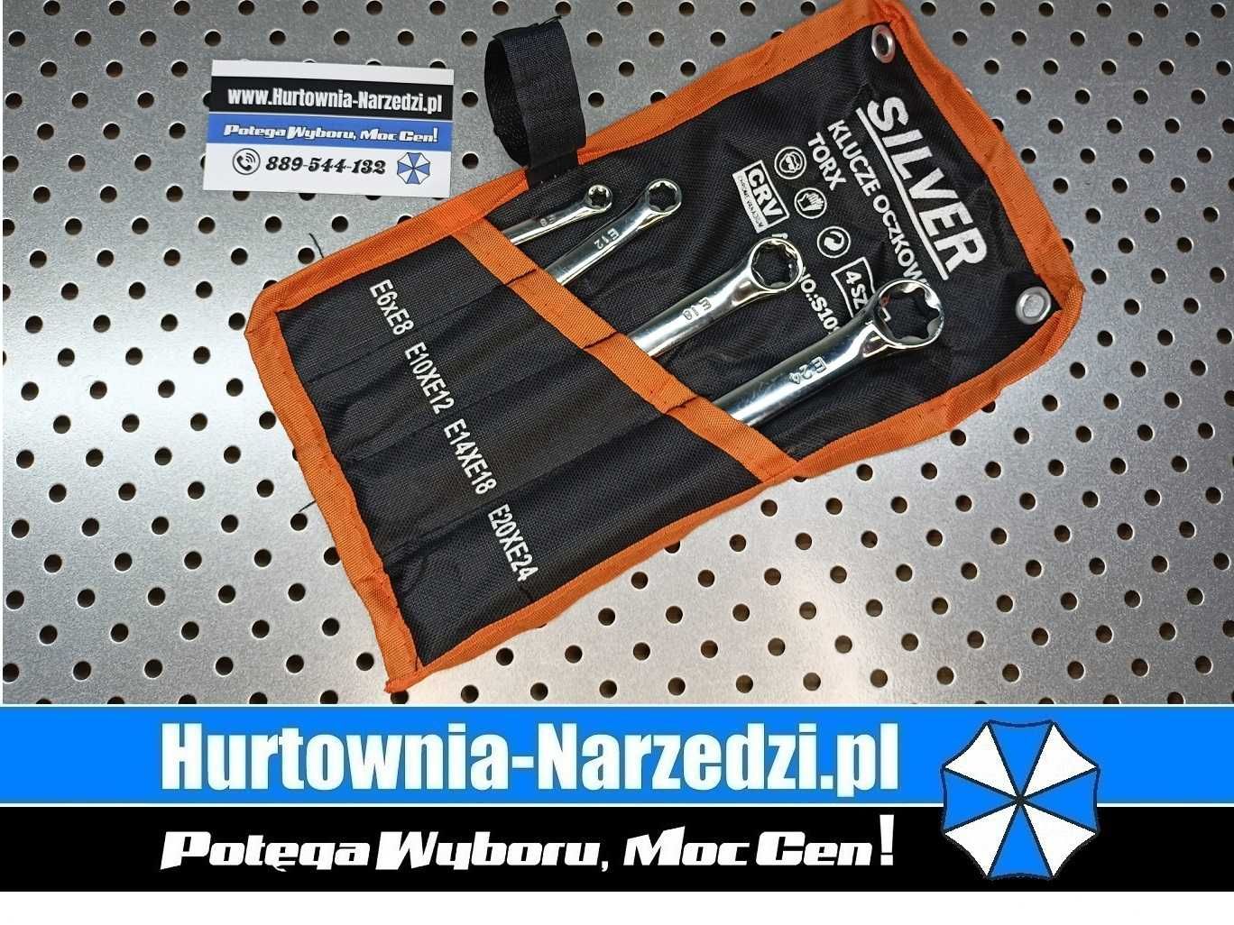 Klucze płasko-oczkowe TORX E6xE8 / E10xE12 / E14xE18 / E30xE24 4szt.