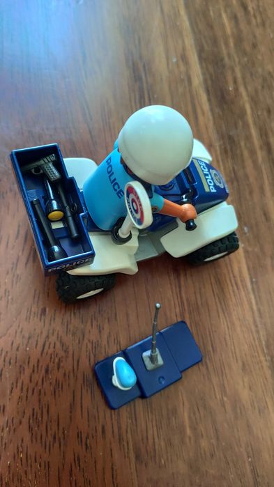 Conjunto helicóptero e mota da polícia Playmobil