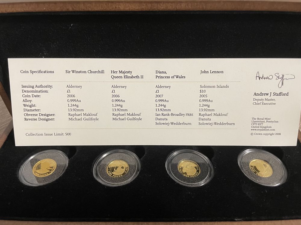 Золоті монети The Royal Mint тираж 500шт. Англія