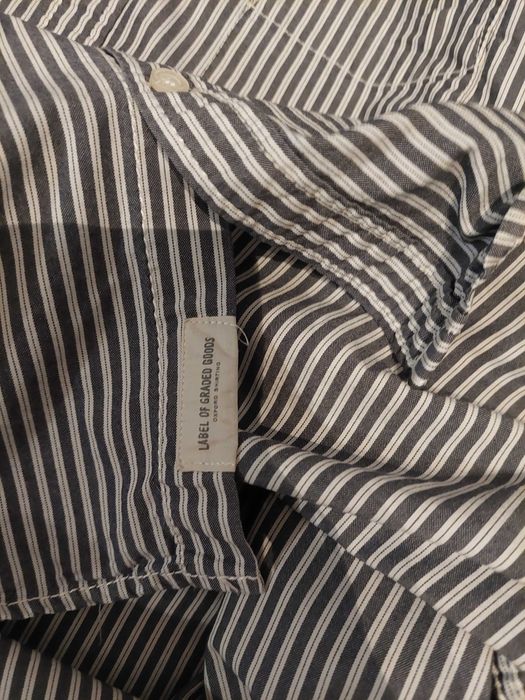 Koszula H&M l.o.g.g. XL regular paski szara biała casual bawełniana