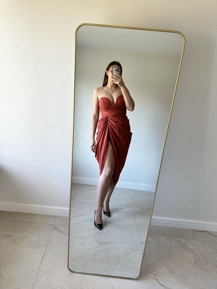 Sukienka gorsetowa midi z rozcięciem prettylittlething 40 wesele ślub