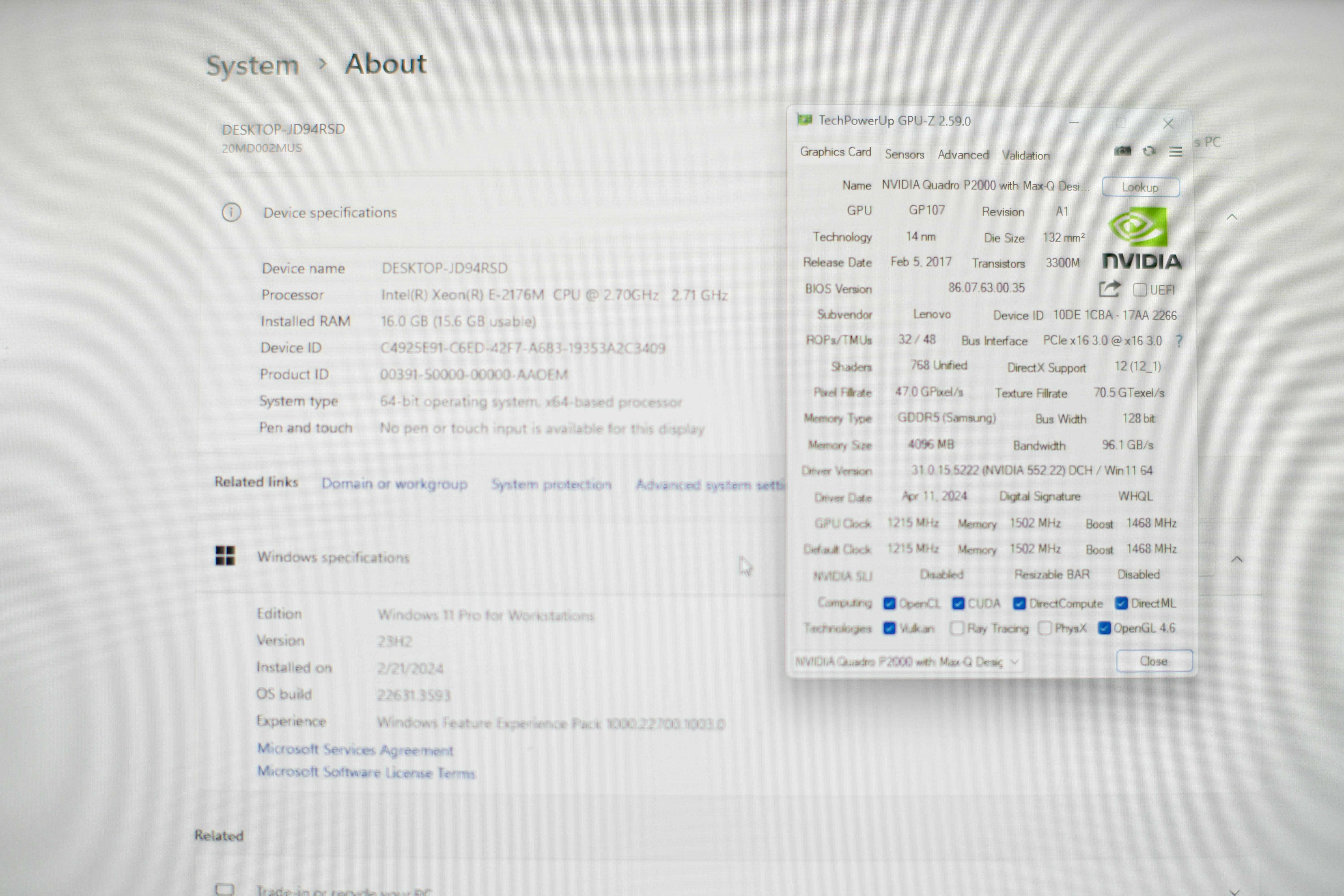 ThinkPad P1 / Xeon E-2176M / Quadro P2000 / M.2 / ekran matowy IPS