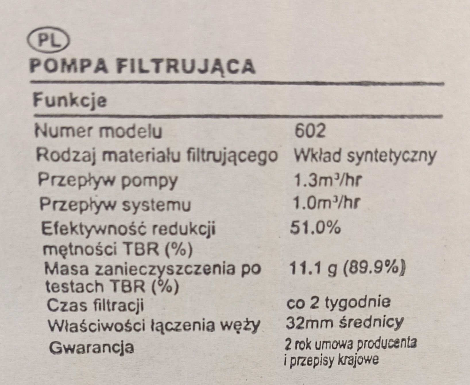 Pompa filtrująca do basenów Intex 1,3 m³/h