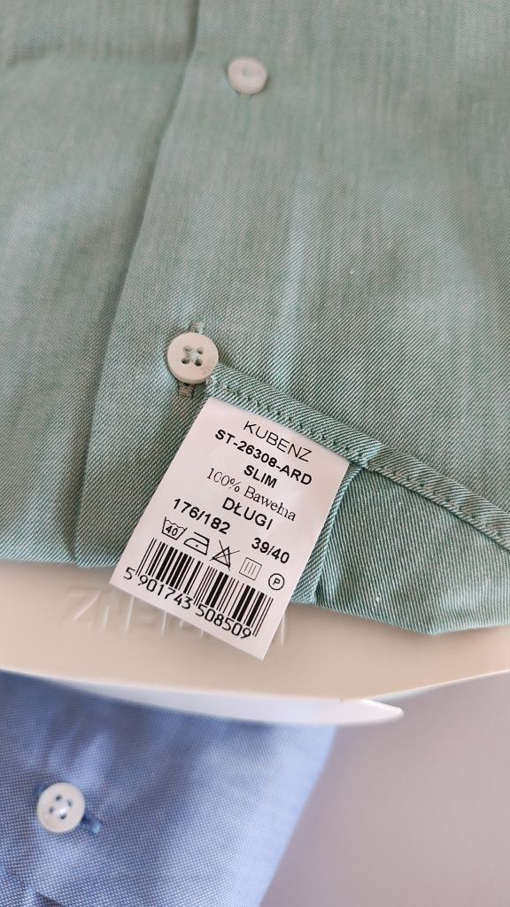 Kubenz koszula męska bawełna 39/40 176/182 slim super slim fit zestaw