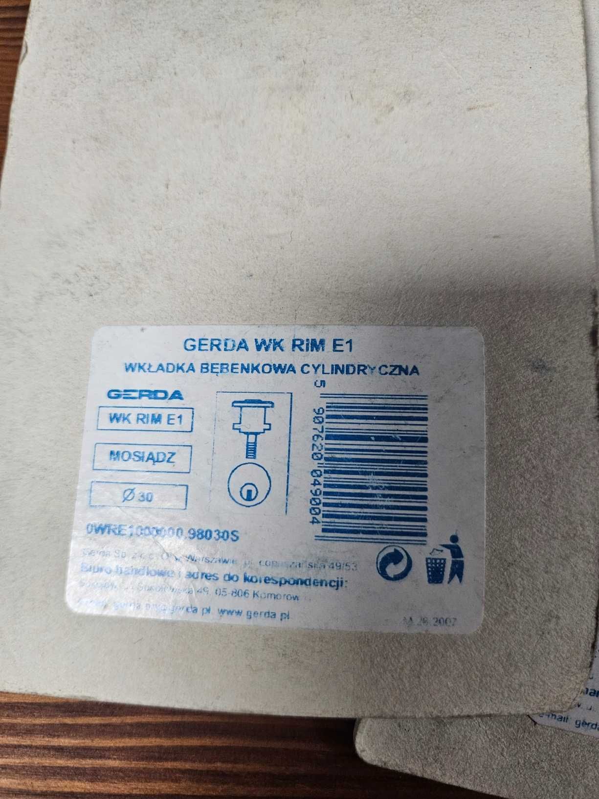 GERDA Wkładka WK RIM E1 mosiężna