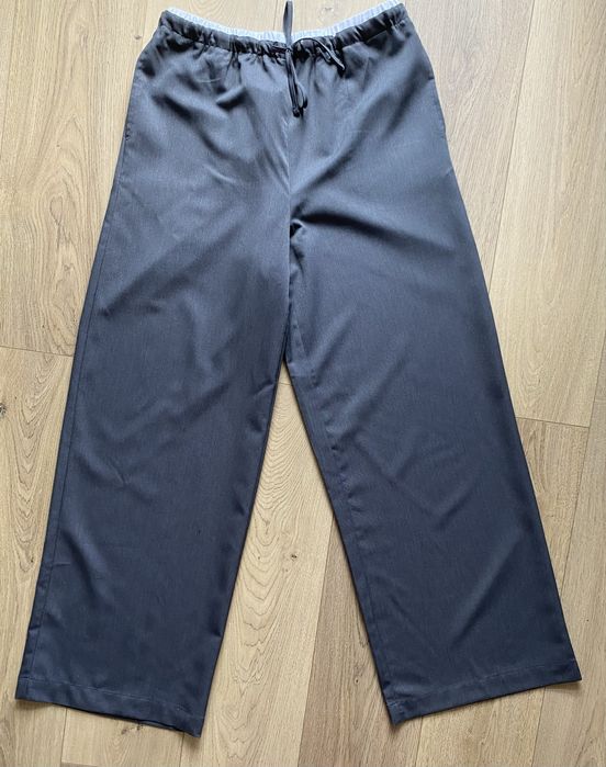 Nowe szare spodnie wide leg z gumką w pasie