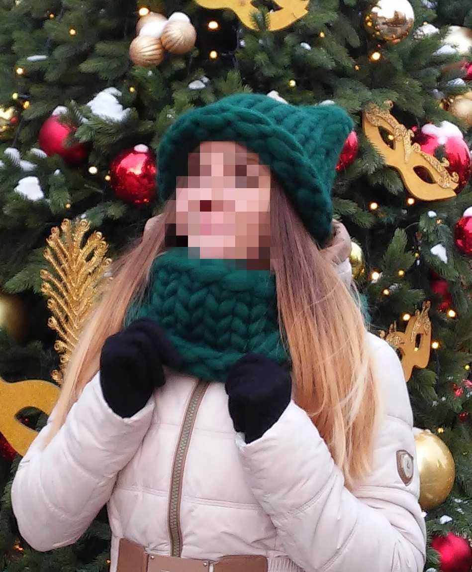 Шапка з шерсті мериноса + снуд