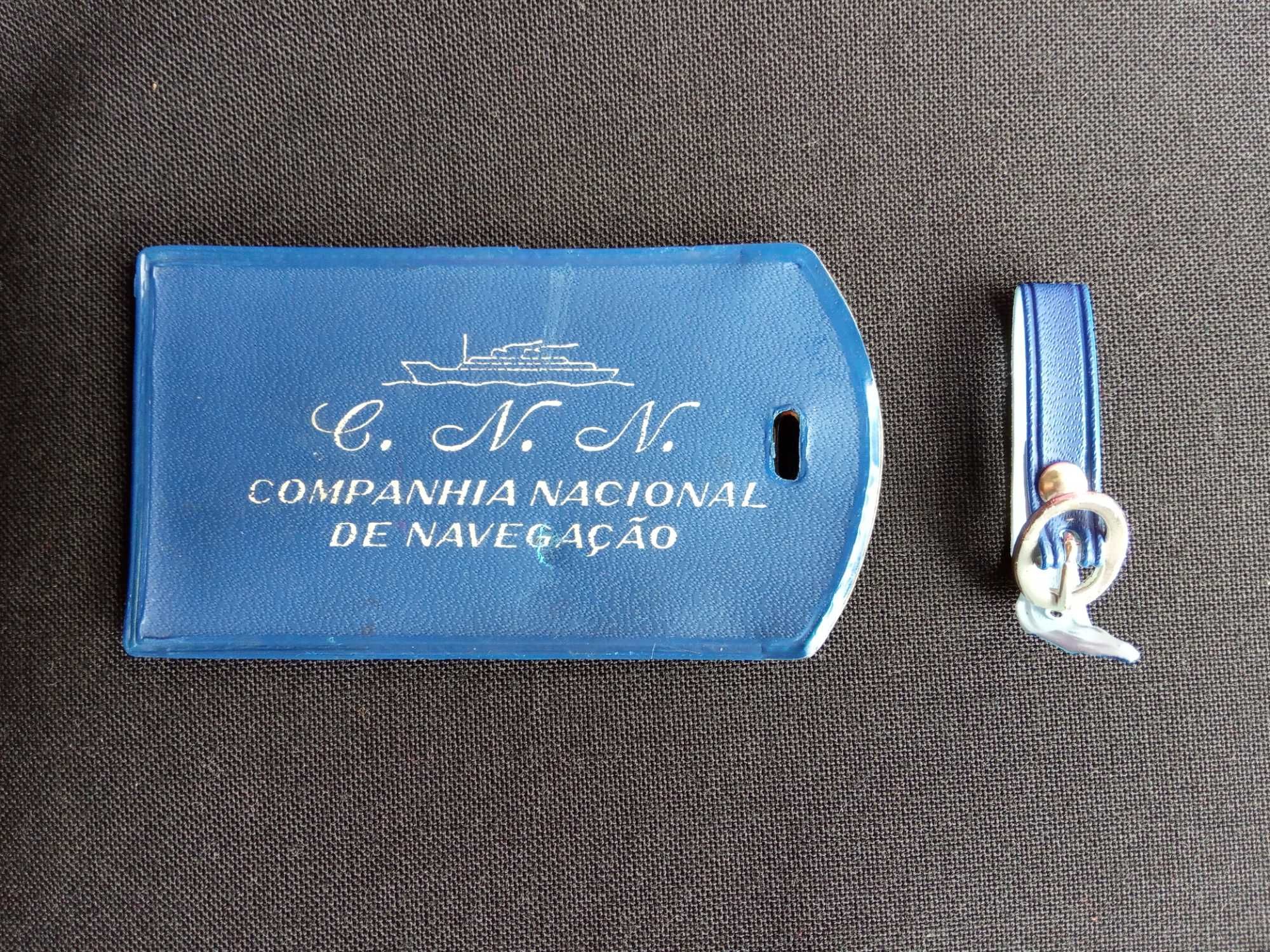 Companhia Nacional de Navegação - prato e etiqueta de bagagem anos 60