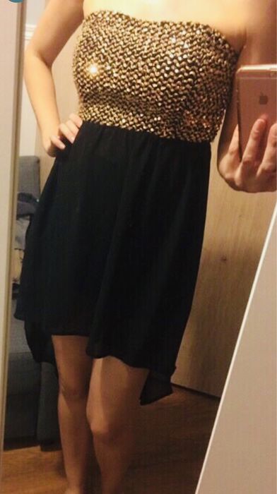 Sukienka sylwestrowa czarna złota Glamorous S / M nowa z metką