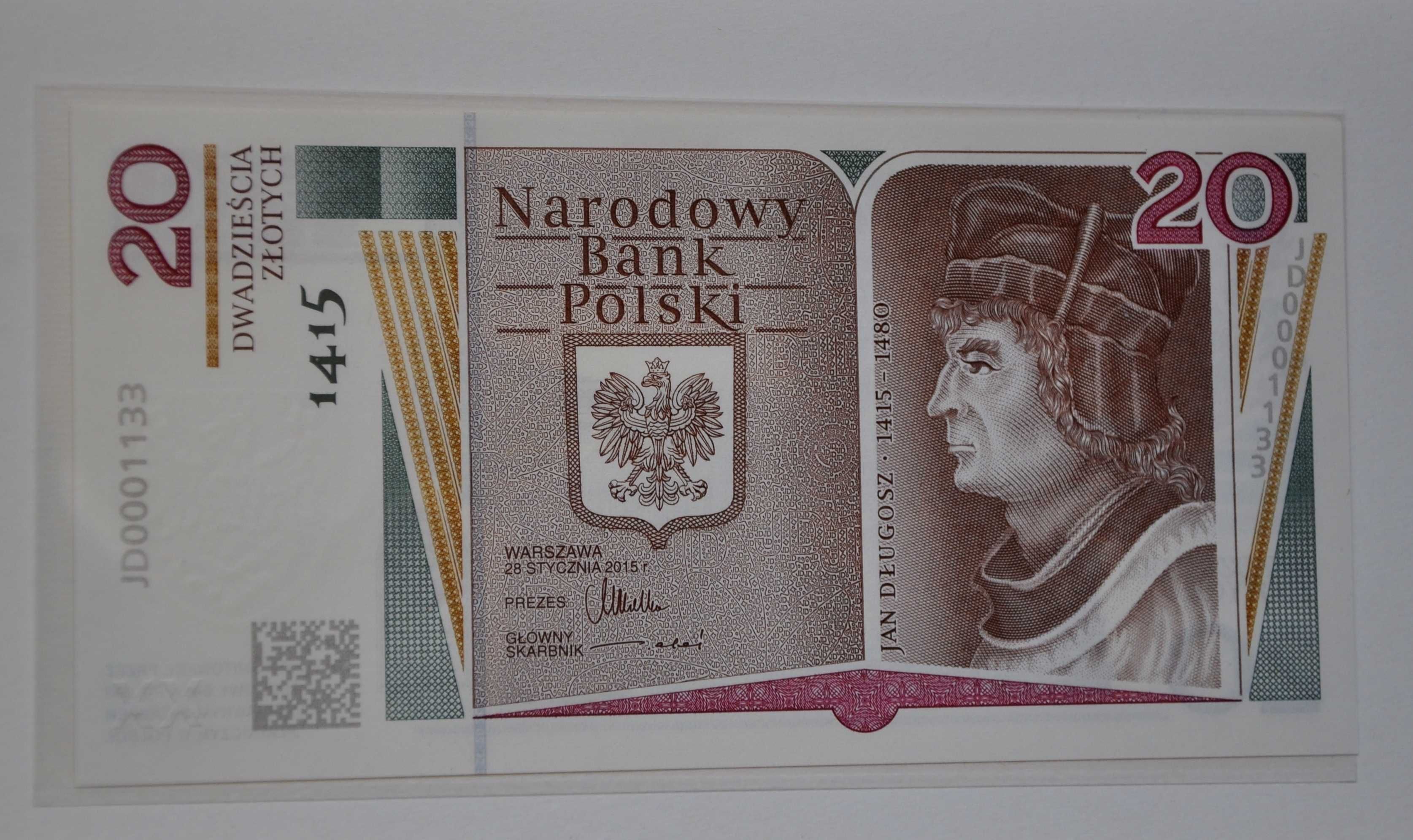 20 złotych 2015 Jan Długosz niski numer 1133. Radar.Rarytas!!