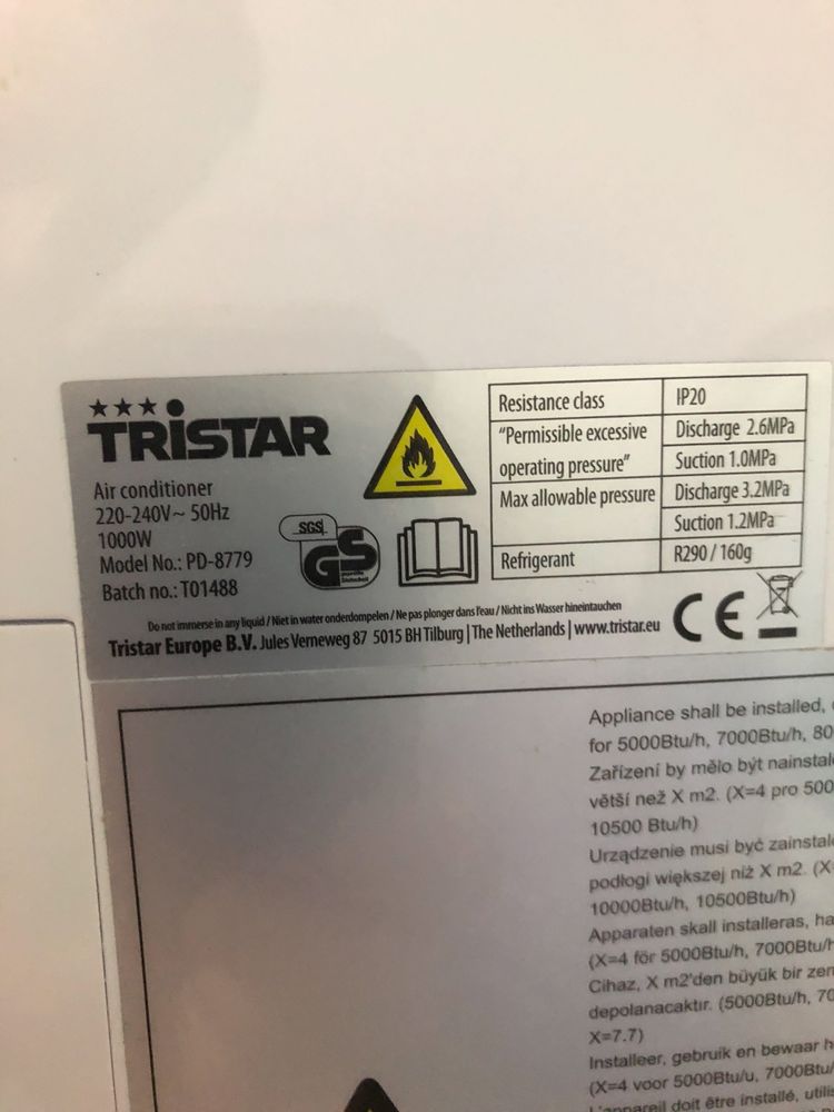 Klimatyzator klimatyzacja przenośny Tristat 1000w jak Nowy