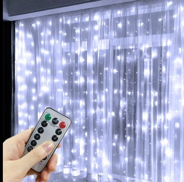 Гирлянда штора роса для осветления комнаты золото и белая