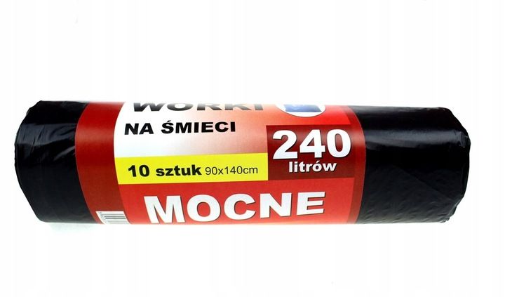 Worki Na Śmieci 240L Czarne Mocne 10Szt