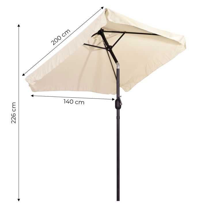 Parasol Ogrodowy 200x140 kwadratowy Skośny łamany NA KORBĘ do ogrodu