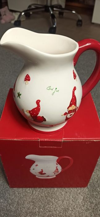 Dzbanek świąteczny ceramika krasnale 17cm