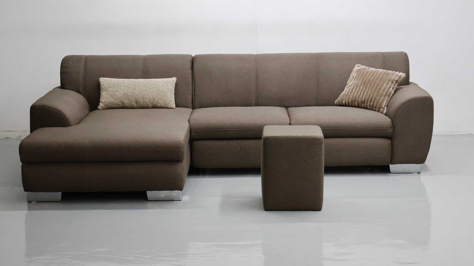 TCD DESIGN NAROŻNIK z funkcją spania PUFA rogówka sofa brązowa tkania