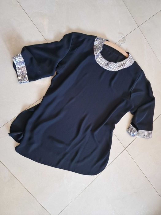 Elegancka tunika oversize z cekinami – stan bardzo dobry