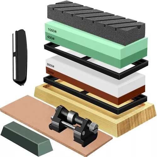 Ostrzałka Do Ostrzenia Noży Kamień Wodny DUŻY ZESTAW OSEŁKA 400 - 8000