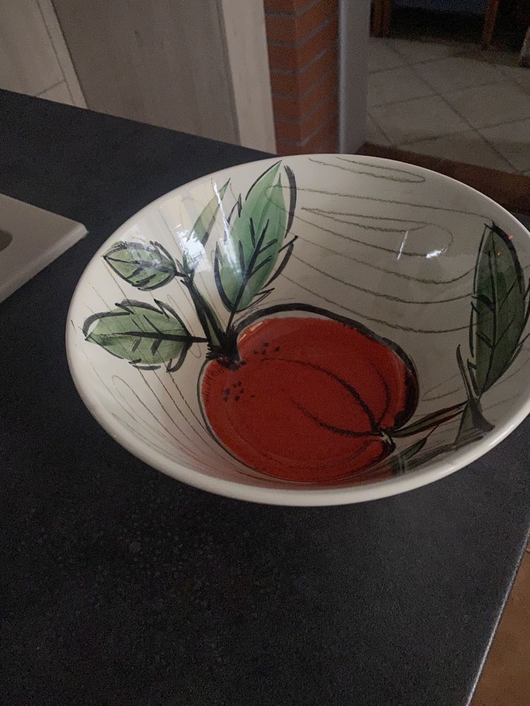 Stara niemiecka miska ceramika recznie malowana