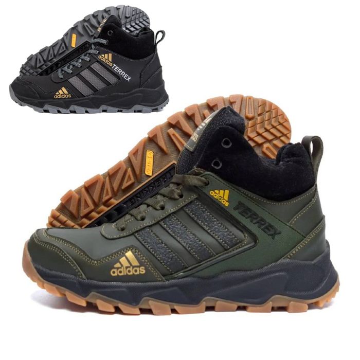 Зимові кросівки чоловічі шкіряні на хутрі Adidas terrex 40-45р