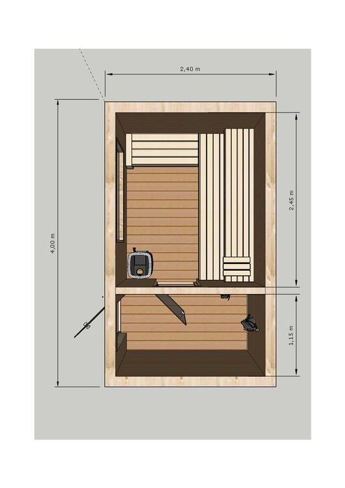 Sauna zewnętrzna z piecem elektrycznym 9kW i sterownikiem