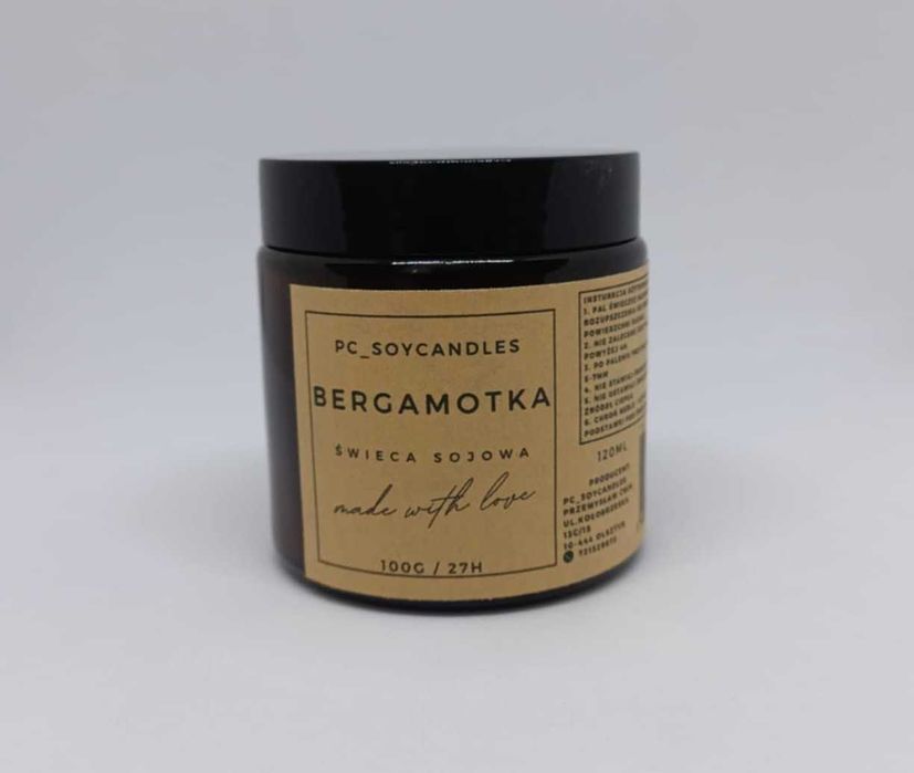 Świeca Sojowa Zapachowa Bergamotka 120ml 27h